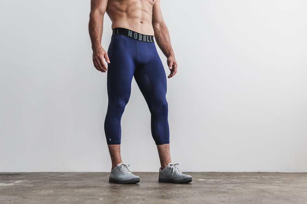 Leggings NOBULL Homme Bleu Foncé Marine - NOBULL 3/4 Compression,France (0874-APSGU)